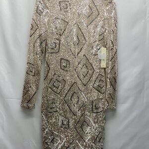 ELIZA J SEQUIN DRESS 4 long sleeve back zip closure fully lined VEGAS FORMAL